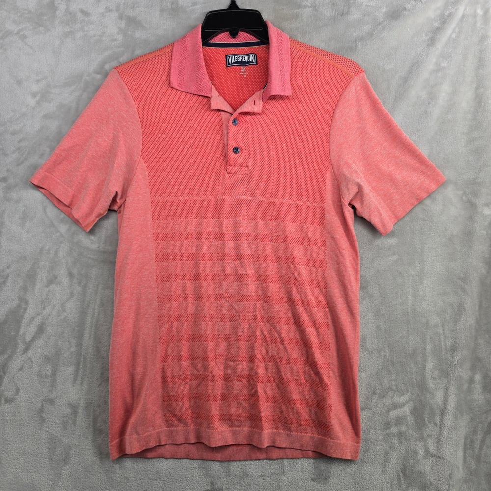 Vilebrequin Mens Polo Peformance Medium Coral Textured Short Sleeve Casual‎